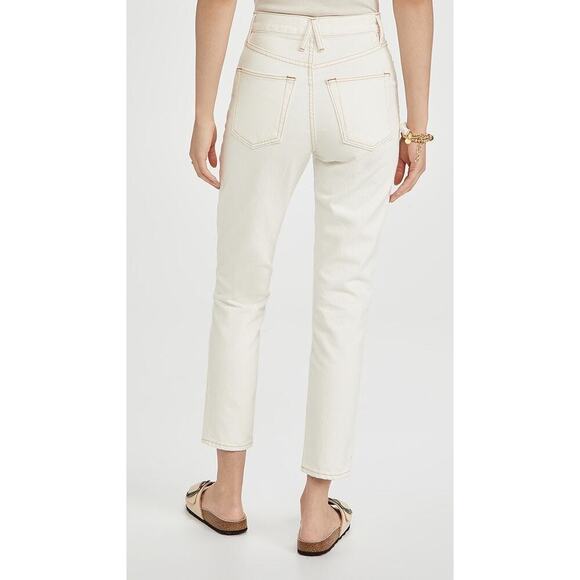 SLVRLAKE Beatnik Ankle Jeans Size 28 Ivory Ecru High Rise Straight Denim Staple - Picture 2 of 14